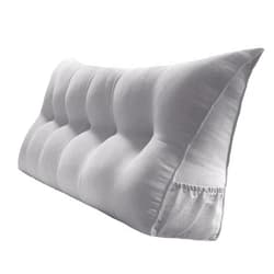 Peachwell Triangular Reading Bed Rest Pillow Large Bolster Cushion Headboard Backrest Wedge Pillow with Removable Cover and Two Large Side Pockets (Chalk Grey, Queen: 59 x 8 x 20 inches)