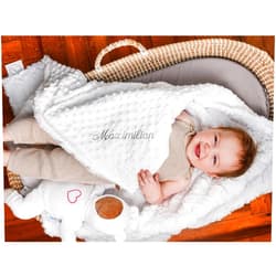 Baby Boos Designs White Glacier and White Dot Baby Blanket, Personalized Baby Blanket, Baby Blanket, baby shower gift, Double Minky Plush baby blanket, Newborn Baby Blanket Gift, Minimalist Baby Shower