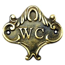 Anatolica Brass Wc Toilet Door Sign, Unlacquered Finish (Antique Bronze)