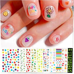 IDDFEVE 18 Sheets Kids Nail Stickers, Cute Nail Decals for Women and Little Girls, 3D Self-Adhesive DIY Nail Art Design Decoration (Sky)