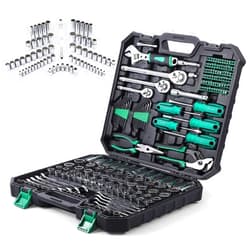 Towallmark 213 Piece Mechanic Tool Set and Socket Wrench Set, SAE and Metric Household Hand Tool Kit, Cr-V Constructed, Home/Auto Repair Tool Sets with Storage Case
