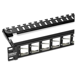 TRENDnet 24-Port Blank Angled Keystone Shielded 1U Patch Panel, TC-KP24SA, STP, Cat6A, Cat5, Cat5e, Cat6, 19” Rackmount Design, Black