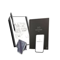 Rocketbook Core Reusable Spiral Notebook, Executive Size 6x8.8, Black - Dotted Pages, App-Connected, Erasable, Durable Cover, Ideal for School, Work, and Creative Projects