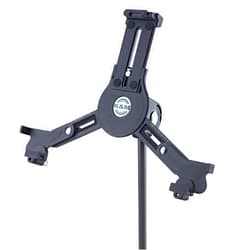 K&M - Konig & Meyer 19790.516.55 - Universal Tablet iPad Holder for Mic Stand - Switch Landscape to Portrait - Professional Grade for all Musicians - Studio or Remote Home Use - German Made - Black