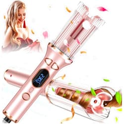 Duomishu Automatic Curling Iron, Auto Curling Wand with 1 inch Large Ceramic Barrel [Lasting Styling | Auto Shut Off] Dual Voltage Hair Curler w/ 4 Temps & Timer, Auto Rotating Wave Curling Iron Hot Tools
