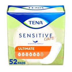 Tena Incontinence Pads, Bladder Control & Postpartum for Women, Ultimate Absorbency, Regular Length, Sensitive Care, 52 Count