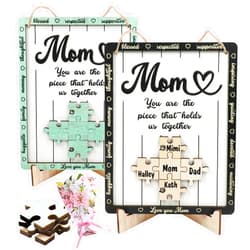 BEETHIS Personalized Mom You are The Piece That Holds Us Together, Mothers Day Plaque, Mom Puzzle Piece Gift, Mothers Day Puzzle Gift, Mom Puzzle (Black)