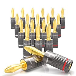 BlueRigger Banana Plugs 10 Pairs / 20 pcs (Closed Dual Screw) - 20 Pack Gold Plated Speaker Plugs Connector for Speaker Wire, Amplifier, Receiver, Banana Wall Plate, Home Theater