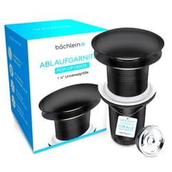 Bächlein Bathroom Sink Drain Small Cap no Overflow (matt Black no Overflow)