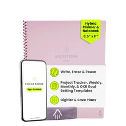 Rocketbook Fusion Hybrid Reusable Planner and Notebook in One, Additional Blank Pages, Goal and Project Tracker, Undated Planner, Letter Size 8.5x11, Pink (Pack of 1)