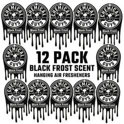 Chemical Guys Hanging Air Freshener, Black Frost Scent 12 Pack, Great for Cars, Trucks, SUVs, RVs, Home, Garage, Workspace, Dorm Room & More (4 x 3 Packs) - AIR40504