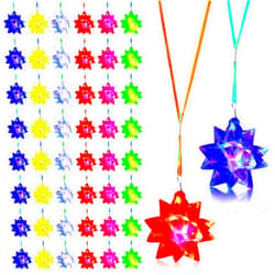 Yunsailing 48 Sets Flashing Crystal Star Necklaces, LED Toy Jewelry with Light up Pendant, Glow Necklaces Bulk Light up Party Favors, Glow in the Dark Necklaces for Adults Halloween Princess Goodie Bags Fillers