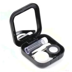 AHIER Portable Contact Lens Case Travel Kit Mirror +bottle + tweezers Container Holder (black)