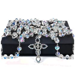 YMNLSASR Lazo Para Boda Catolica - Lazo Para Boda, Wedding Lasso,Crystal Arras Para Boda Catolica with Jesus Christ, Lazos Para Bodas De Iglesia Para Novios, Lasso for Wedding Ceremony, Wedding Lasso Catholic Set, Wedding Rosary