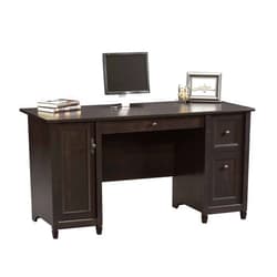 Sauder Edge Water Computer Desk with Storage Drawers, Home Office Desk, in Estate Black