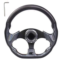 MOSNAI Golf Cart Steering Wheel or Adapter Fit Golf Cart Club Car EZGO Yamaha Universal Steering Wheel or Adapter for Club Car DS and Precedent (Black D Shape Design)