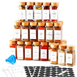 DWTS DANWEITESI 36 Pcs Glass Spice Jars - 4oz With Bamboo Lids, Empty Bottles With Labels, Kitchen Spice Jars With Shaker Lids