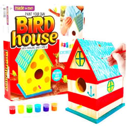 Made By Me Build & Paint Your Own Wooden Bird House Horizon Group USA, DIY Birdhouse Making Kit, Includes Paints, Brushes, Glue & Wind Chimes, Multicolor (46090F)