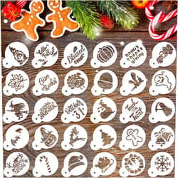 Marspark 30 Pieces Christmas Thanksgiving Halloween Cookie Stencils Thanksgiving Christmas Stencils Reusable Cake Stencils and Templates DIY Baking Templates Holiday Cake Stencil for Food Dessert Craft