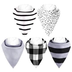 Janmercy 5 Pack Adult Drool Bandana Bibs Soft Adjustable Absorbent Christmas Drool Bibs for Christmas Special Needs Unisex Men Women
