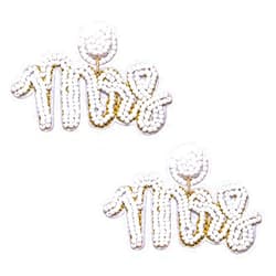 ELEARD Mrs Earrings for Bride Beaded Wedding Bridal Dangle Earrings Bachelorette Party Bridal Shower Jewelry Gifts