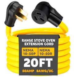 Relaxweex 20ft 10-50 50Amp Extension Cord Compatible with NEMA 10-50 Male Plug to 10-50 Female Receptacle, 50 A 3 Prong Electric Range Oven Stove Extension Power Cord, STW 8 AWG/3C Gauge, 250V, 12500W