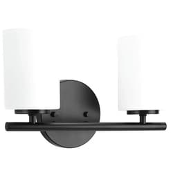 Progress Lighting Replay Collection 2-Light Etched Glass Modern Bath Vanity Light Textured Black