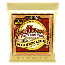 Ernie Ball Earthwood Medium Light 80/20 Bronze Acoustic Guitar Strings 3-pack, 12-54 Gauge (P03003)
