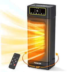 TENKER Space Heater, 1500W Portable Electric Heaters with Remote, Thermostat, Digital Display, 60°Oscillation, 1-12H Timer, Eco Mode and Fan Mode, PTC Ceramic Fast Heat for Office Bedroom Room