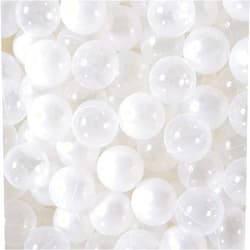 PlayMaty Ball Pool Pit Balls - 2.75inches Phthalate&BPA Free Plastic Ocean Pearl White and Transparent Balls for Kids Toddlers and Babys for Playhouse Play Tent Playpen Party Decoration Pack of 50
