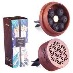 Suhatjia Wooden Car Diffuser for Essential Oils,2 PCS Car Aromatherapy Wood with Vent Clip.Come with 6 volcanic lava stone and 2 refill pads (Cherry Wood-A
