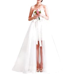YULUOSHA Women Wedding Maxi Tulle Skirts Detachable Train Overskirt Overlay Long Bridal
