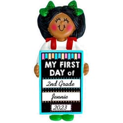 Calliope Designs My First Day of School Female African American Personalized Christmas Ornament