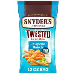 Snyder's of Hanover, Jalapeno Ranch Twisted Pretzel Sticks, 12 Oz Bag