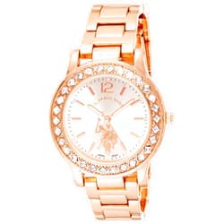 Accutime U.S. Polo Assn. Women's Rose Gold-Tone Watch – Elegant Crystal Bezel, Durable Bracelet, and Quartz Movement – Perfect for Everyday Style or Special Occasions