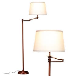 Brightech Caden LED Floor lamp, Great Living Room Décor, Tall Lamp with Swing Arm, Classic Lamp for Living Rooms & Offices, Industrial Standing Lamp for Bedroom Reading - Bronze