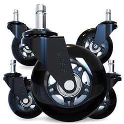 The Office Oasis The Original Rollerblade Office Chair Wheels (As Seen On PBS) - Incredibly Smooth & Quiet Rolling Casters - Safe for Hardwood Floors & Carpet - Easy Installation with Universal Fit - Set of 5 - Black