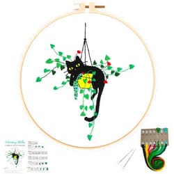 Louise Maelys Embroidery kit for Beginners,Cat Stamped Pattern Cross Stitch Kits for Adult Including Embroidery Cloth,Hoop, Color Threads,Needles and Instruction