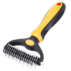 XLCL pet Pet Grooming Tool - 2 Sided Undercoat Rake for Cats and Dogs - Safe Dematting Comb for Easy Mats & Tangles Removing - No More Nasty Shedding and Flying Hair