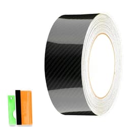 EZAUTOWRAP 2 inches x 25 feet 7D Carbon Fiber Black Vinyl Wrap Kit for Black Out Chrome Remove Window Trim Door Trim with Tool Kit