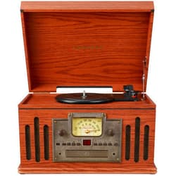 Crosley CR704B-PA Musician 3-Speed Turntable with Radio, CD/Cassette Player, Aux-in and Bluetooth, Paprika
