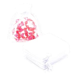 Hopttreely 100PCS Organza Bags, 3x4inch Organza Jewelry Bags with Drawstring, White Mesh Gift Pouches Mini Candy Bag for Small Presents Jewelry Earrings