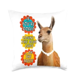 Lamama Vacay Retro Graphic of Llama Mama Road Trip Vacation Fun mom Quote Throw Pillow, 18x18, Multicolor