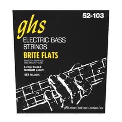 GHS Strings Brite Flats Bass Guitar Strings (ML3075), Medium Light, 52-103