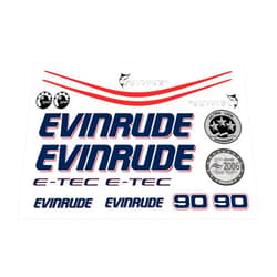 Generic Pulse Decals Evinrude 90hp E-Tec Outboard Motor Decal (Sticker) Set - White Cowl Red Stripe, Various, EVIN90WCSS