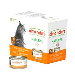 almo nature HQS Natural Wet Cat Food Chicken with Pumpkin, Grain Free, Additive Free - 2.47oz -Pack of 6