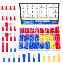 Glarks 355pcs 22-16/16-14/12-10 Gauge Mixed Quick Disconnect Electrical Insulated Butt Bullet Spade Fork Ring Solderless Crimp Terminals Connectors Assortment Kit