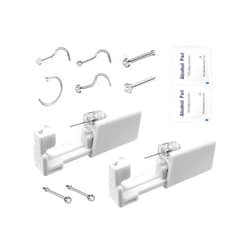 SLVIEKAE 2 Pcs Nose Piercing Kit, Portable Nose Piercing Tools with Free Nose Rings, Nose Stud Piercing Gun for Cartilage Helix Piercing (10 Pack)
