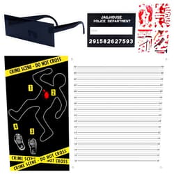 Kyson Crime Scene Decoration-Mystery Murder Dinner Party Decor Kits-Halloween Decoration Includes Body Silhouette Mugshot Background Photo Booth Props Footprint Bloody Stickers (19 Pcs)