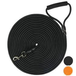 SZEE Floating Long Dog Leash, 30ft Training Dog Leash for Dog Walking, Playing, Hunting and Swimming, Dog Rope with Soft Padded Handle for Large Medium Small Dogs (Black)